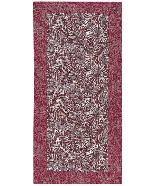 Tappeto passatoia moderno MALESIA VIOLA disegno giungla tropicale natura foglie felci, arredo cucina corridoio multiuso lavabile antiscivolo cm.55x190