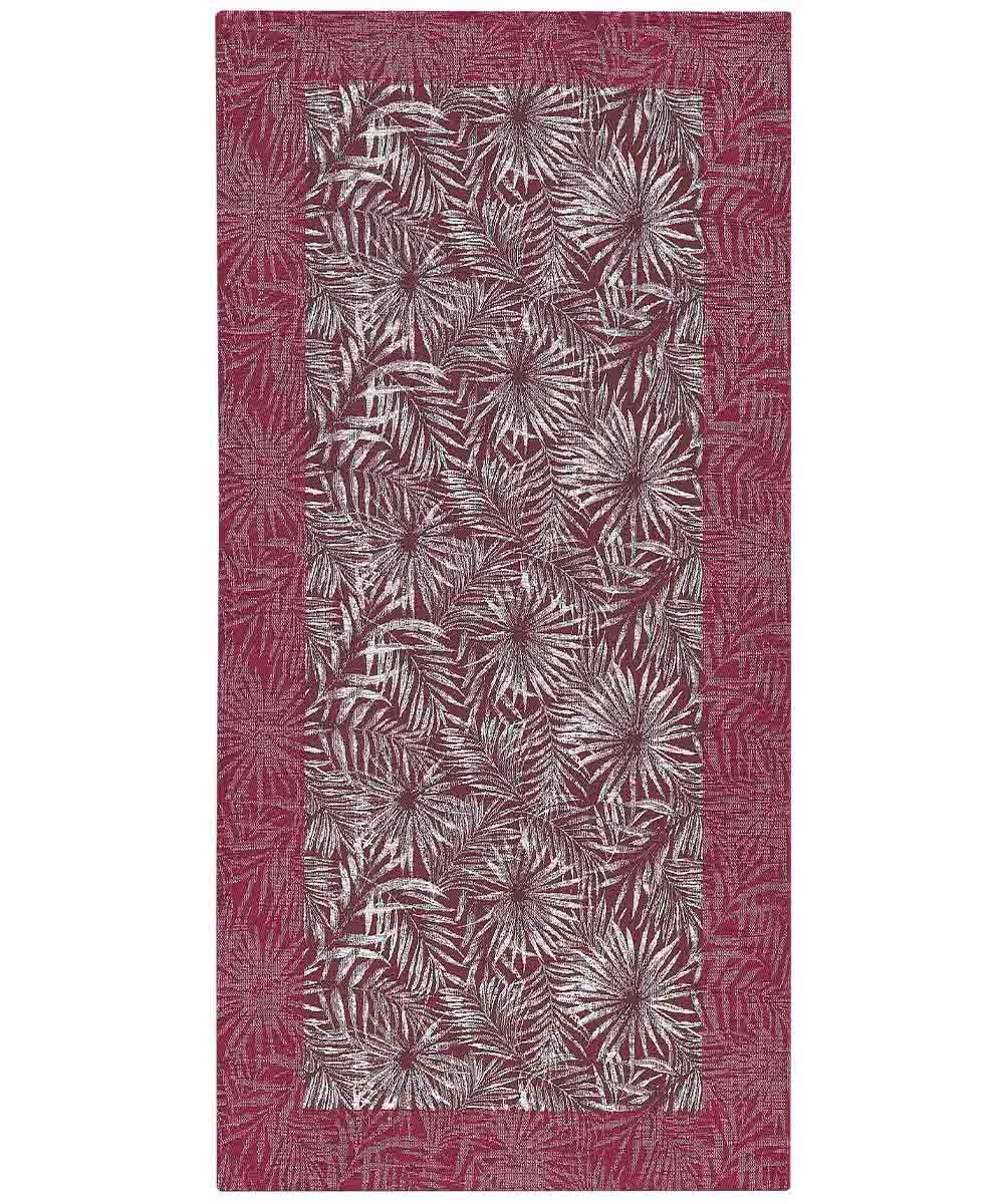 Tappeto passatoia moderno MALESIA VIOLA disegno giungla tropicale natura foglie felci, arredo cucina corridoio multiuso lavabile antiscivolo cm.55x140