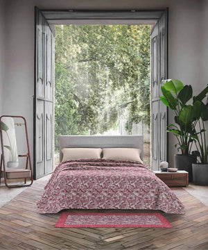 Tappeto passatoia moderno MALESIA VIOLA disegno giungla tropicale natura foglie felci, arredo cucina corridoio multiuso lavabile antiscivolo cm.55x140