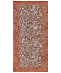 Tappeto passatoia moderno MALESIA TERRACOTTA disegno giungla tropicale natura foglie felci, arredo cucina corridoio multiuso lavabile antiscivolo cm.55x240