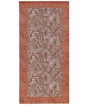 Tappeto passatoia moderno MALESIA TERRACOTTA disegno giungla tropicale natura foglie felci, arredo cucina corridoio multiuso lavabile antiscivolo cm.55x240