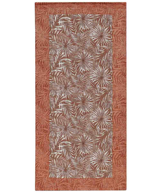 Tappeto passatoia moderno MALESIA TERRACOTTA disegno giungla tropicale natura foglie felci, arredo cucina corridoio multiuso lavabile antiscivolo cm.55x240