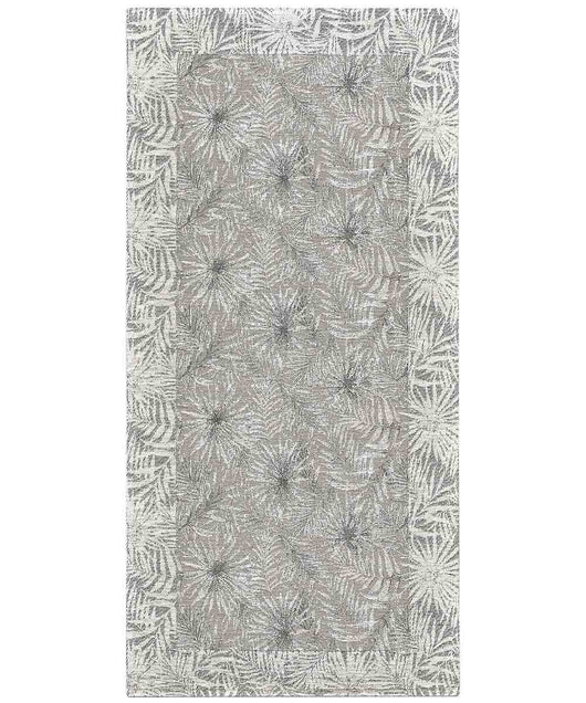 Tappeto passatoia moderno MALESIA SABBIA disegno giungla tropicale natura foglie felci, arredo cucina corridoio multiuso lavabile antiscivolo cm.55x140
