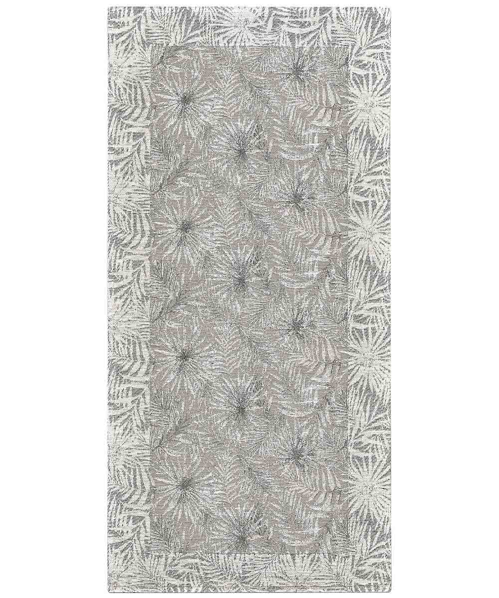 Tappeto passatoia moderno MALESIA SABBIA disegno giungla tropicale natura foglie felci, tappetino bagno ingresso multiuso lavabile antiscivolo cm.55x80