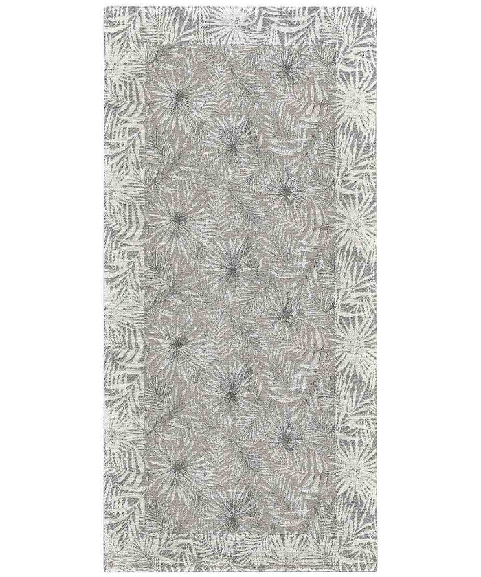 Tappeto passatoia moderno MALESIA SABBIA disegno giungla tropicale natura foglie felci, arredo cucina corridoio multiuso lavabile antiscivolo cm.55x115