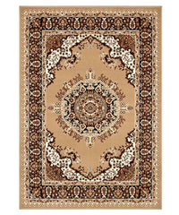 Tappeto P4480 beige cm.280x470 disegno persiano medaglione tradizionale, economico resistente facile da pulire
