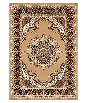 Tappeto P4480 beige cm.280x470 disegno persiano medaglione tradizionale, economico resistente facile da pulire