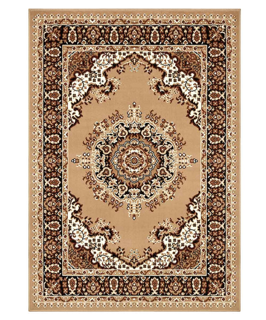 Tappeto P4480 beige cm.280x470 disegno persiano medaglione tradizionale, economico resistente facile da pulire