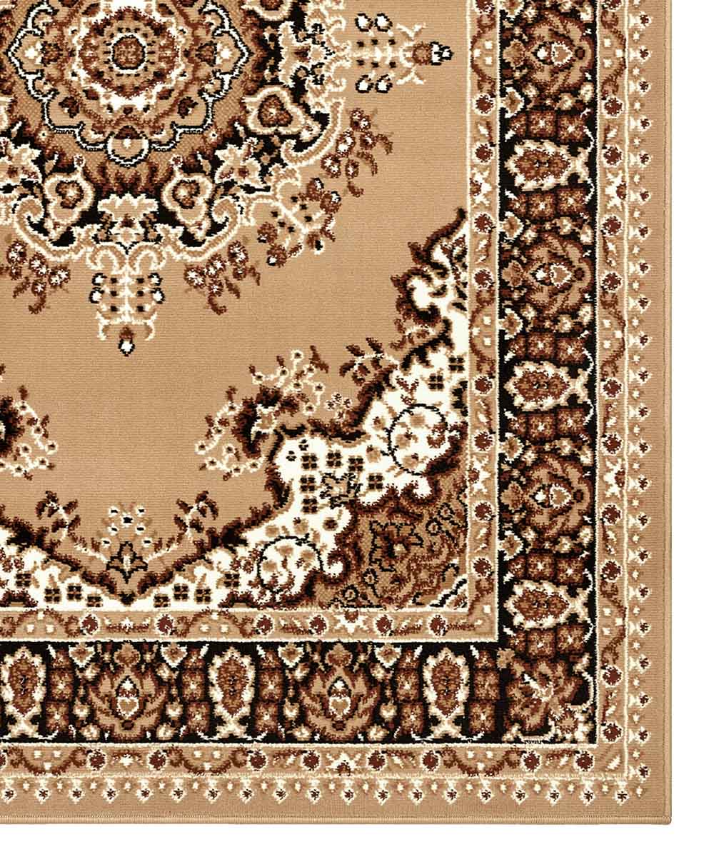 Tappeto P4480 beige cm.280x470 disegno persiano medaglione tradizionale, economico resistente facile da pulire