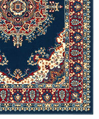 Tappeto P4480 blu cm.280x470 disegno persiano medaglione tradizionale, economico resistente facile da pulire