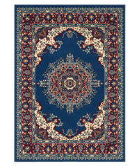 Tappeto P4480 azzurro cm.280x470 disegno persiano medaglione tradizionale, economico resistente facile da pulire