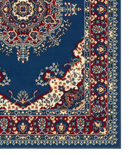 Tappeto P4480 azzurro cm.280x570 disegno persiano medaglione tradizionale, economico resistente facile da pulire