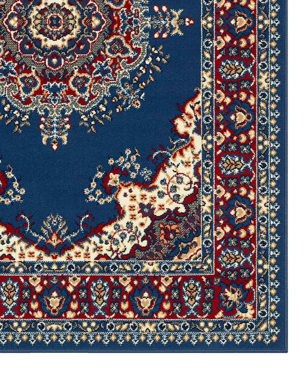 Tappeto P4480 azzurro cm.280x470 disegno persiano medaglione tradizionale, economico resistente facile da pulire