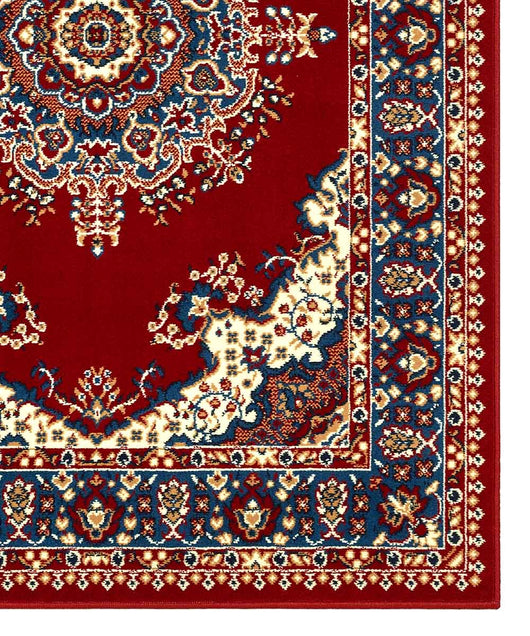 Tappeto P4480 rosso cm.280x570 disegno persiano medaglione tradizionale, economico resistente facile da pulire