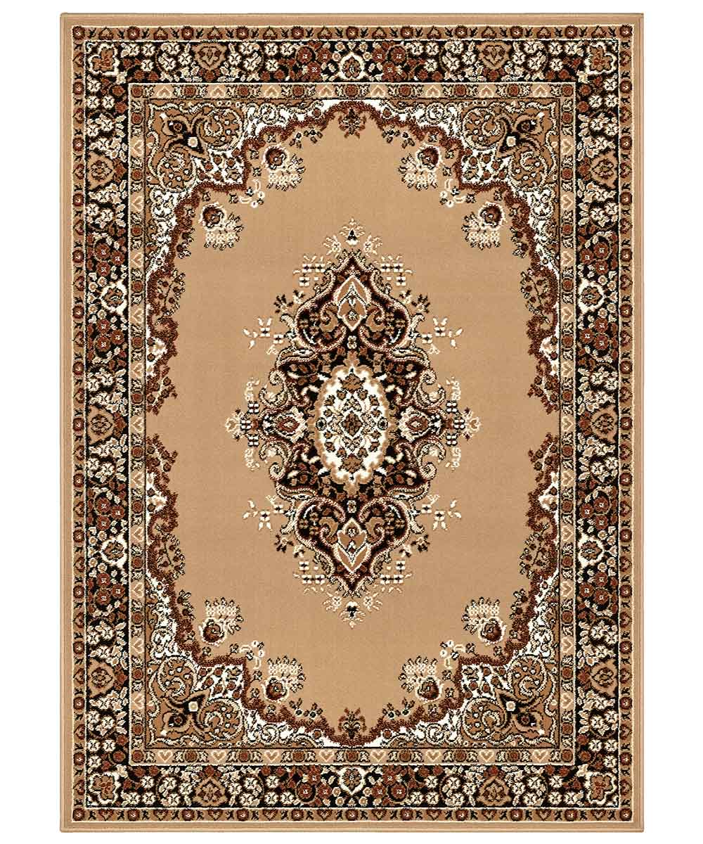 Tappeto P6210 beige cm.280x570 stile orientale persiano, economico resistente facile da pulire