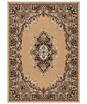 Tappeto P6210 beige cm.280x570 stile orientale persiano, economico resistente facile da pulire