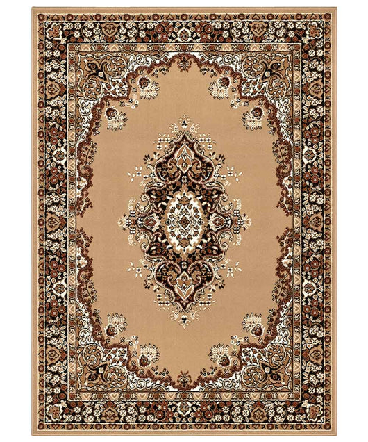 Tappeto P6210 beige cm.280x570 stile orientale persiano, economico resistente facile da pulire