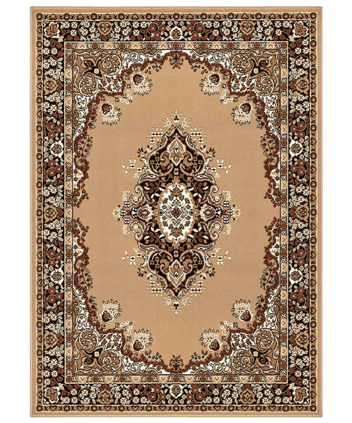 Tappeto P6210 beige cm.280x570 stile orientale persiano, economico resistente facile da pulire