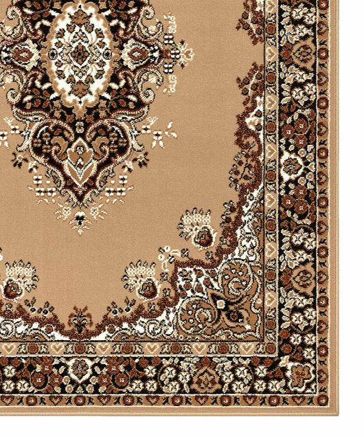 Tappeto P6210 beige cm.280x570 stile orientale persiano, economico resistente facile da pulire