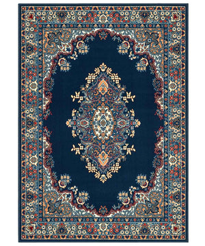 Tappeto P6210 blu cm.280x470 stile orientale persiano, economico resistente facile da pulire