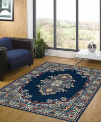 Tappeto P6210 blu cm.280x470 stile orientale persiano, economico resistente facile da pulire