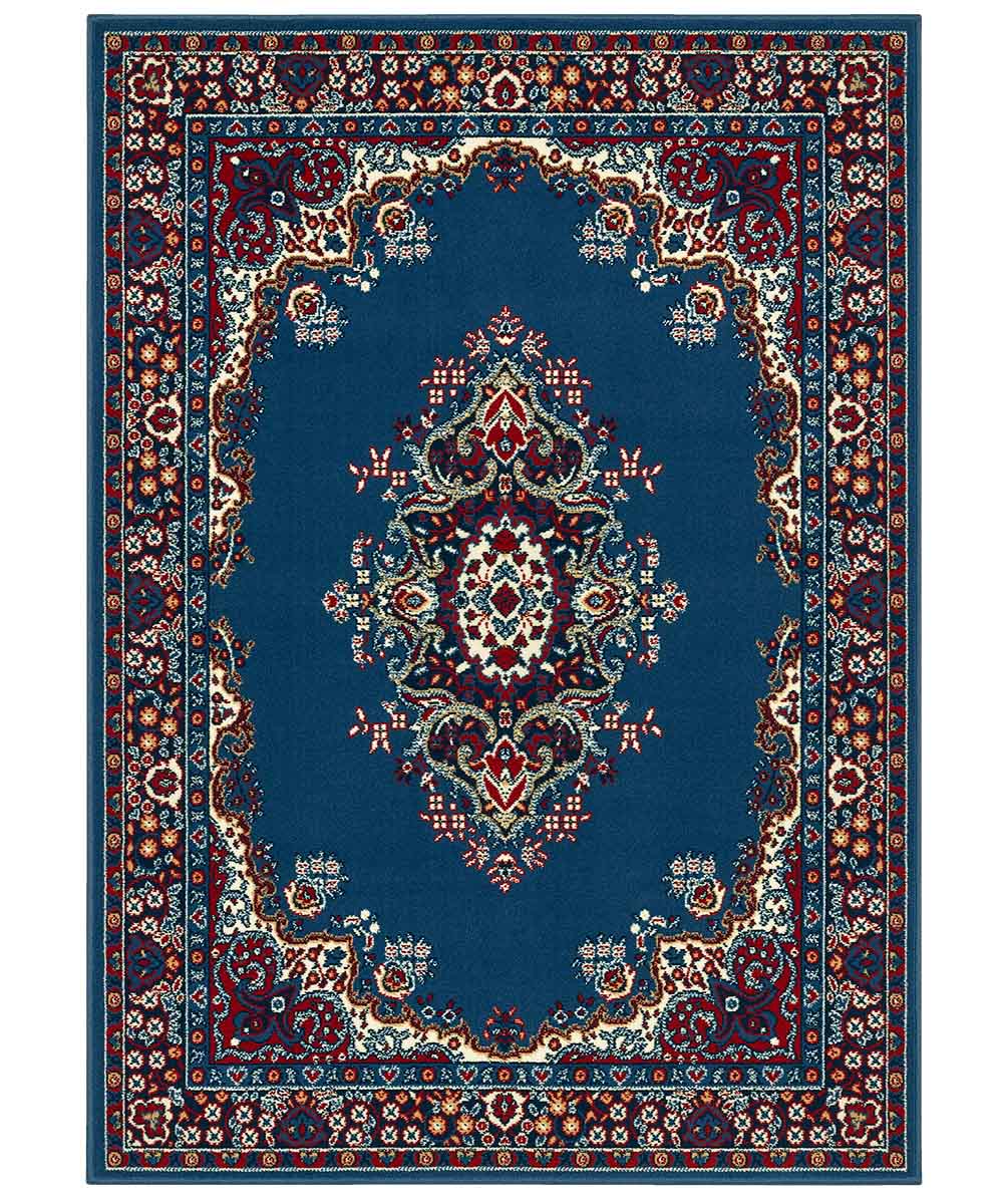 Tappeto P6210 azzurro cm.280x570 stile orientale persiano, economico resistente facile da pulire