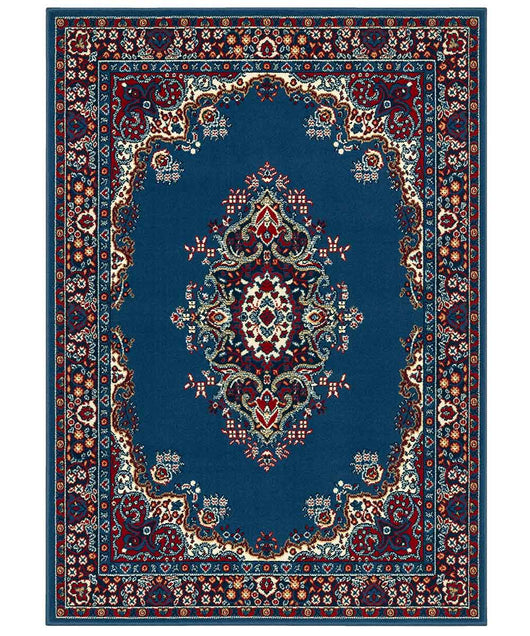 Tappeto P6210 azzurro cm.280x365 stile orientale persiano, economico resistente facile da pulire