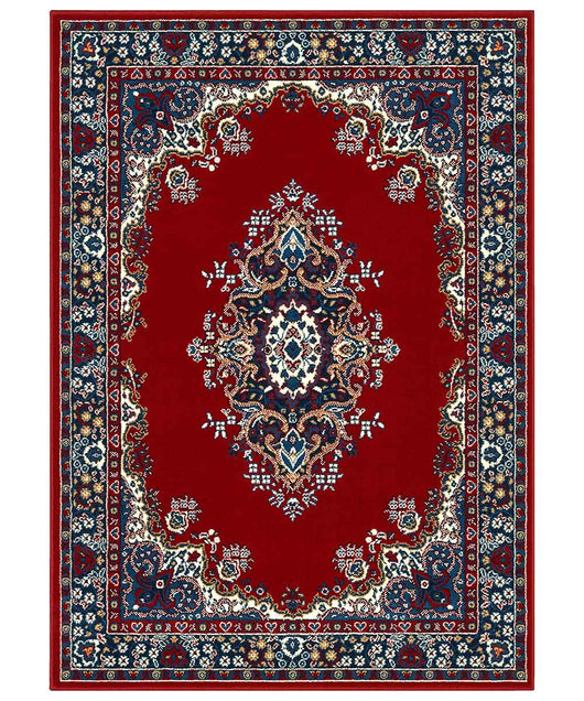 Tappeto P6210 rosso cm.280x470 stile orientale persiano, economico resistente facile da pulire