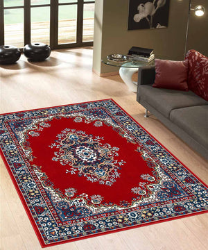 Tappeto P6210 rosso cm.280x470 stile orientale persiano, economico resistente facile da pulire