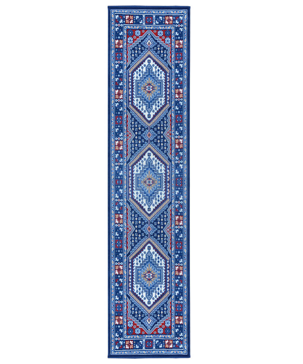Passatoia corridoio motivo orientale persiano, tappeto classico corsia arredo casa ROYAL SHIRAZ 2065 BLU cm.100x240