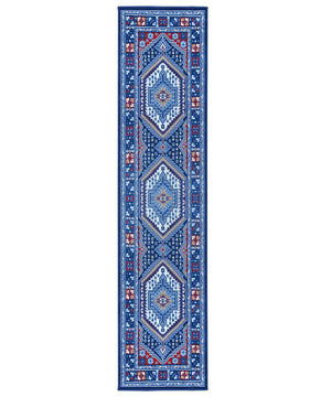 Passatoia corridoio motivo orientale persiano, tappeto classico corsia arredo casa ROYAL SHIRAZ 2065 BLU cm.100x240