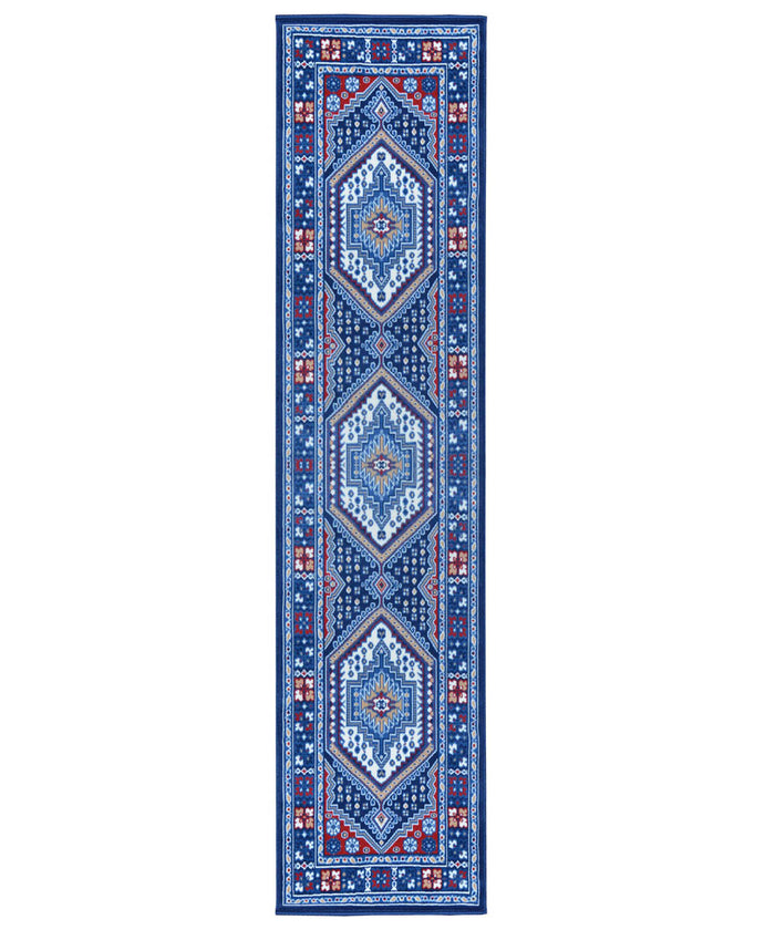 Passatoia corridoio motivo orientale persiano, tappeto classico corsia arredo casa ROYAL SHIRAZ 2065 BLU cm.100x240