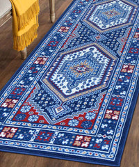 Passatoia corridoio motivo orientale persiano, tappeto classico corsia arredo casa ROYAL SHIRAZ 2065 BLU cm.100x240