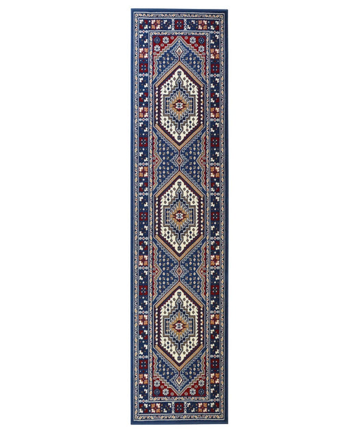 Passatoia corridoio motivo orientale persiano, tappeto classico corsia arredo casa ROYAL SHIRAZ 2065 AZZURRO cm.100x240