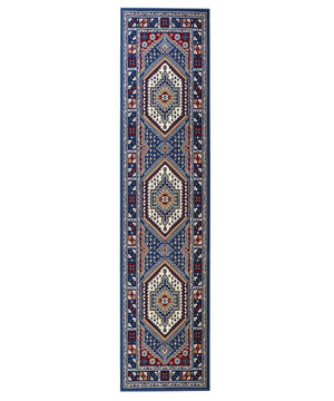 Passatoia corridoio motivo orientale persiano, tappeto classico corsia arredo casa ROYAL SHIRAZ 2065 AZZURRO cm.100x400