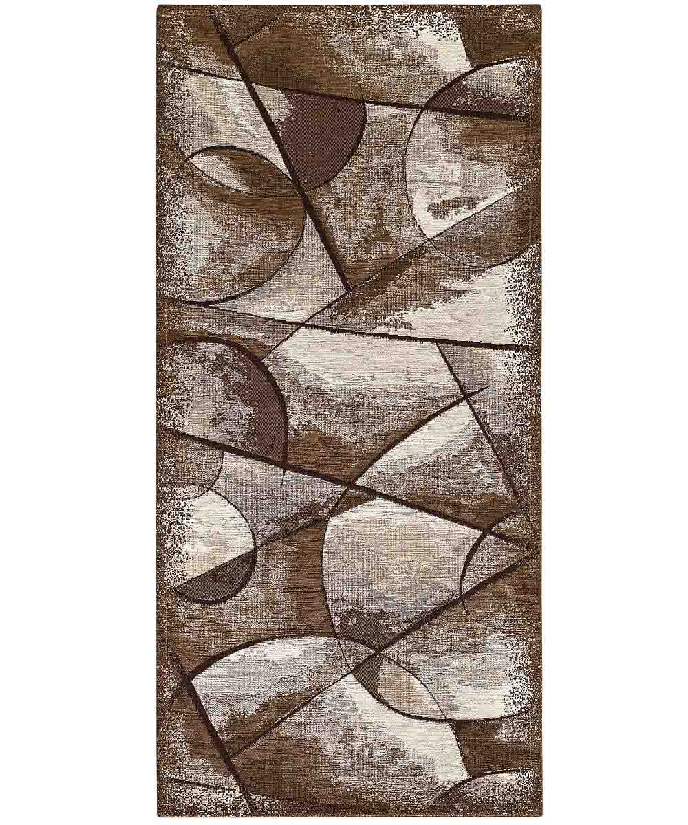 Tappeto moderno UNIVERSO MARRONE astratto quadro arte contemporanea, passatoia cucina multiuso lavabile in lavatrice e anti-scivolo cm.55x240