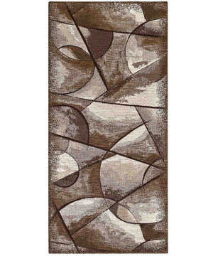 Tappeto moderno UNIVERSO MARRONE astratto quadro arte contemporanea, passatoia cucina multiuso lavabile in lavatrice e anti-scivolo cm.55x240