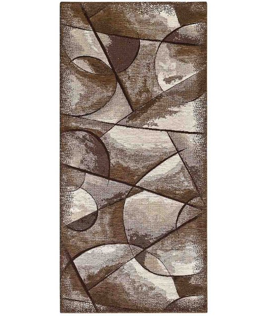 Tappeto moderno UNIVERSO MARRONE astratto quadro arte contemporanea, passatoia cucina multiuso lavabile in lavatrice e anti-scivolo cm.55x240