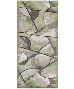 Tappeto moderno UNIVERSO VERDE astratto quadro arte contemporanea, passatoia cucina multiuso lavabile in lavatrice e anti-scivolo cm.55x240