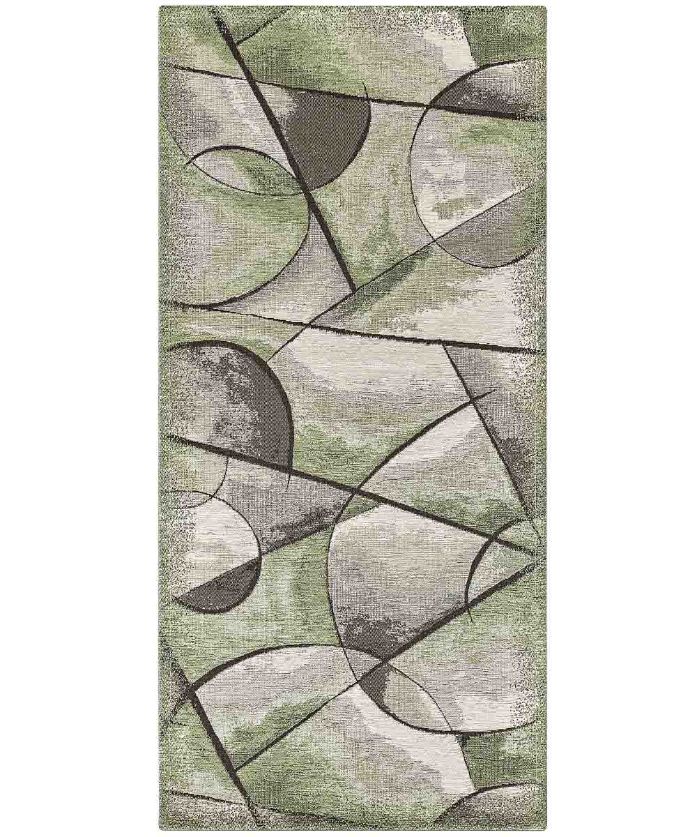 Tappeto moderno UNIVERSO VERDE astratto quadro arte contemporanea, passatoia cucina multiuso lavabile in lavatrice e anti-scivolo cm.55x115