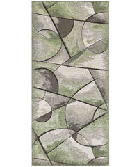 Tappeto moderno UNIVERSO VERDE astratto quadro arte contemporanea, passatoia cucina multiuso lavabile in lavatrice e anti-scivolo cm.55x115