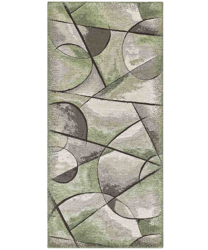 Tappeto moderno UNIVERSO VERDE astratto quadro arte contemporanea, passatoia cucina multiuso lavabile in lavatrice e anti-scivolo cm.55x115