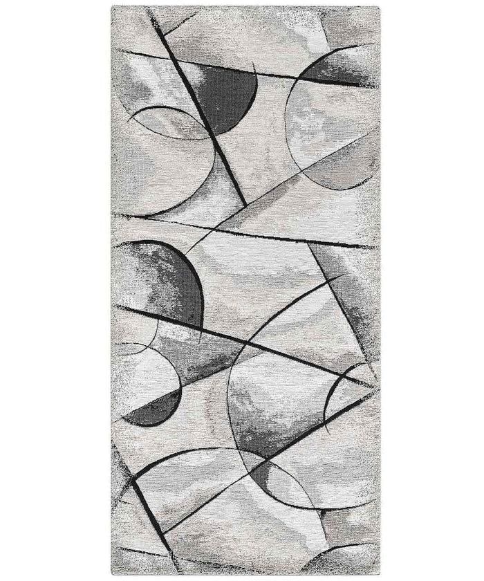 Tappeto moderno UNIVERSO GRIGIO astratto quadro arte contemporanea, passatoia cucina multiuso lavabile in lavatrice e anti-scivolo cm.55x240