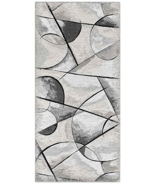 Tappeto moderno UNIVERSO GRIGIO astratto quadro arte contemporanea, passatoia cucina multiuso lavabile in lavatrice e anti-scivolo cm.55x140