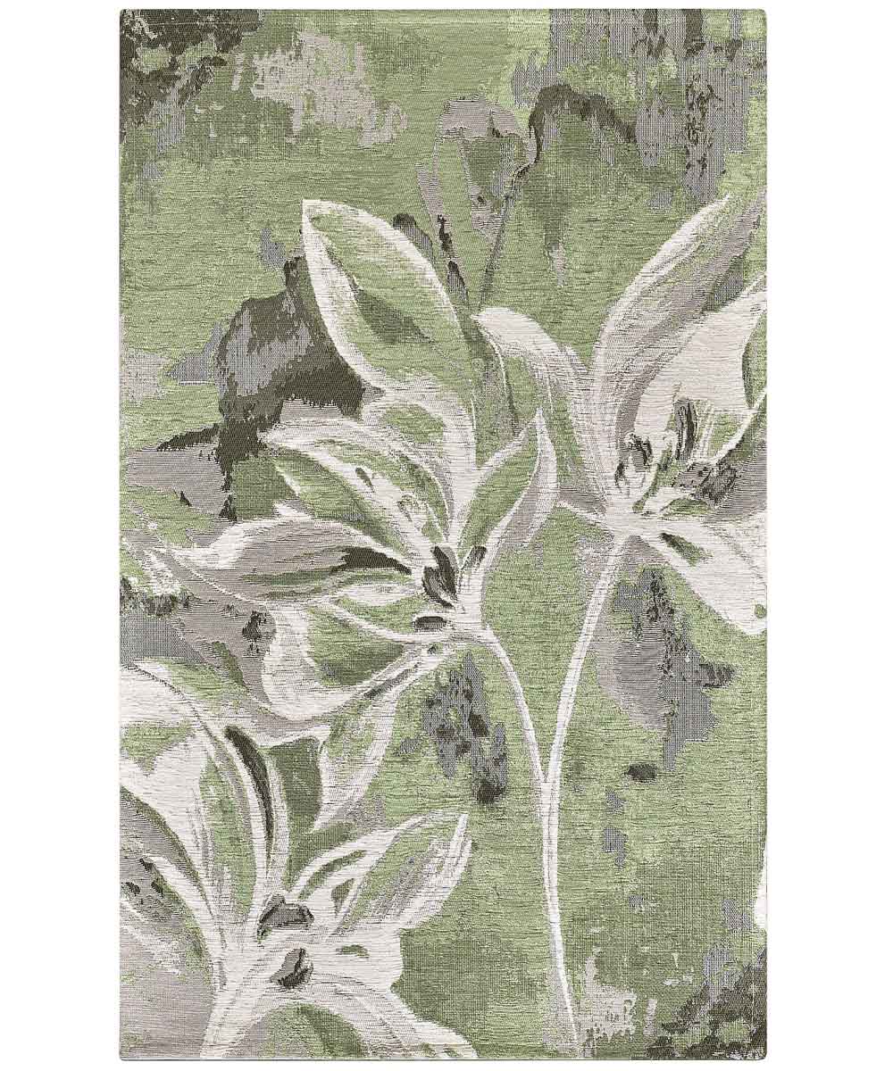 Tappeto Arredo VANILLA VERDE salotto soggiorno camera, disegno fiori vaniglia motivo floreale, multiuso lavabile antiscivolo cm.175x240