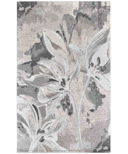 Tappeto Arredo VANILLA GRIGIO salotto soggiorno camera, disegno fiori vaniglia motivo floreale, multiuso lavabile antiscivolo cm.115x175