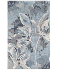 Tappeto Arredo VANILLA AZZURRO salotto soggiorno camera, disegno fiori vaniglia motivo floreale, multiuso lavabile antiscivolo cm.140x200