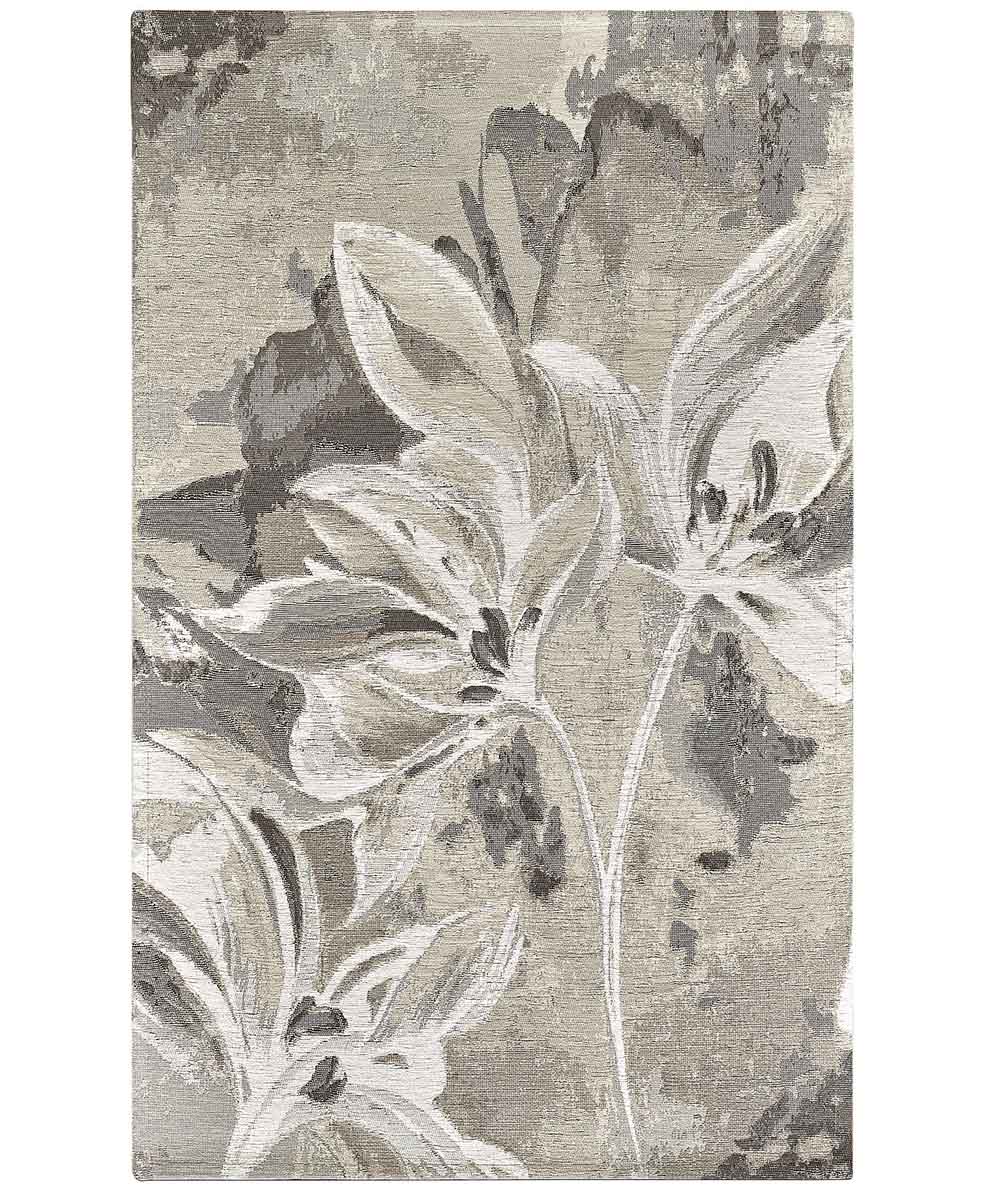 Tappeto Arredo VANILLA TORTORA salotto soggiorno camera, disegno fiori vaniglia motivo floreale, multiuso lavabile antiscivolo cm.85x150