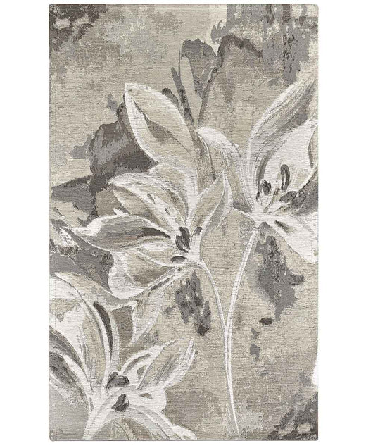 Tappeto Arredo VANILLA TORTORA salotto soggiorno camera, disegno fiori vaniglia motivo floreale, multiuso lavabile antiscivolo cm.85x150