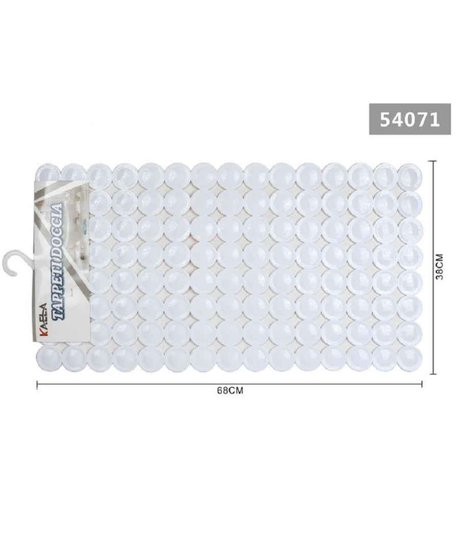 Tappeto Antiscivolo Cerchi Bianco Vasca Doccia Rettangolare Bagno 38x68cm 54071         